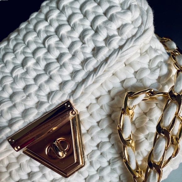 White Handmade bag/Crochet bag/Crochet handbag/Hand knitted bag/Shoulder bag - Picture 5 of 8